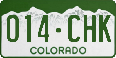 CO license plate 014CHK