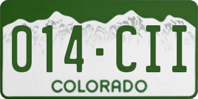 CO license plate 014CII