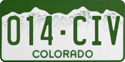 CO license plate 014CIV