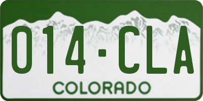CO license plate 014CLA