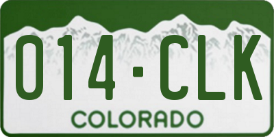 CO license plate 014CLK
