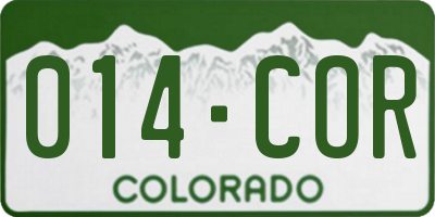 CO license plate 014COR