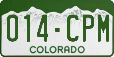 CO license plate 014CPM