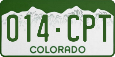 CO license plate 014CPT