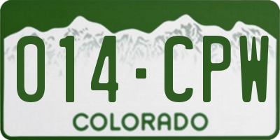 CO license plate 014CPW