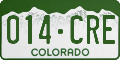 CO license plate 014CRE