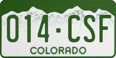 CO license plate 014CSF