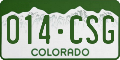 CO license plate 014CSG