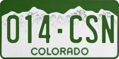 CO license plate 014CSN