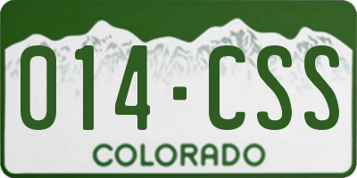 CO license plate 014CSS