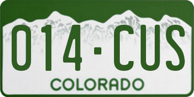 CO license plate 014CUS