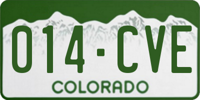 CO license plate 014CVE