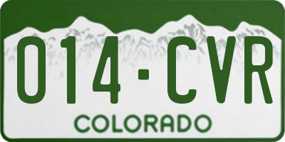 CO license plate 014CVR