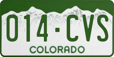 CO license plate 014CVS