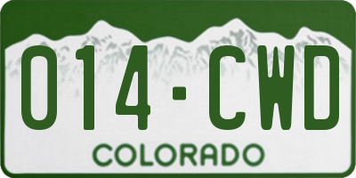 CO license plate 014CWD