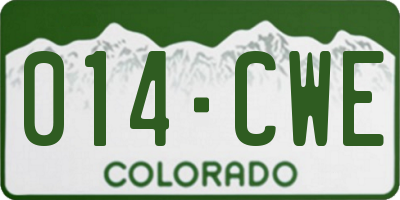 CO license plate 014CWE