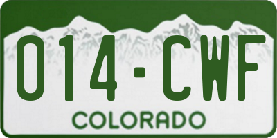 CO license plate 014CWF