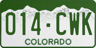 CO license plate 014CWK