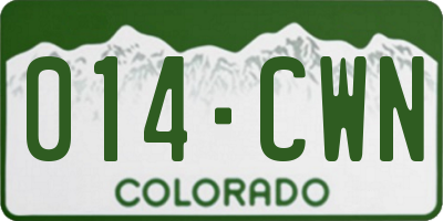 CO license plate 014CWN