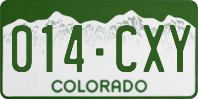 CO license plate 014CXY