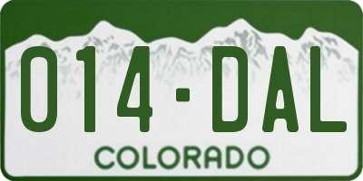 CO license plate 014DAL