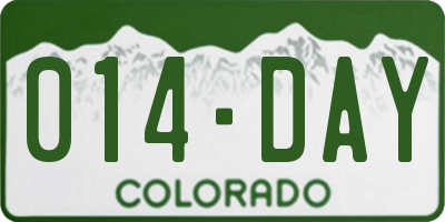 CO license plate 014DAY