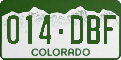 CO license plate 014DBF