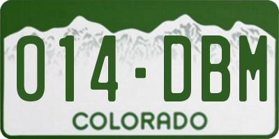 CO license plate 014DBM
