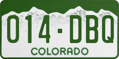 CO license plate 014DBQ