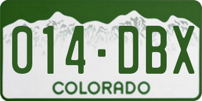 CO license plate 014DBX
