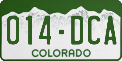 CO license plate 014DCA