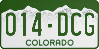 CO license plate 014DCG