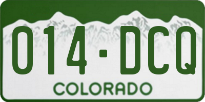 CO license plate 014DCQ