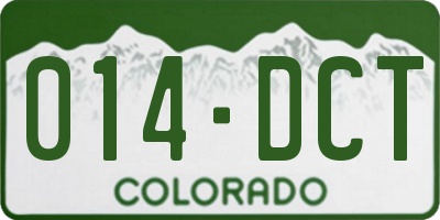 CO license plate 014DCT
