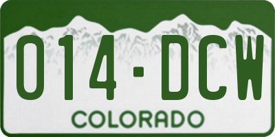 CO license plate 014DCW