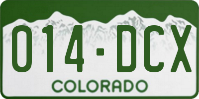 CO license plate 014DCX