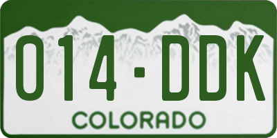 CO license plate 014DDK