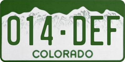 CO license plate 014DEF