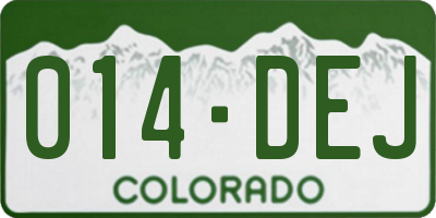 CO license plate 014DEJ