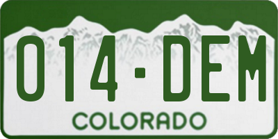 CO license plate 014DEM