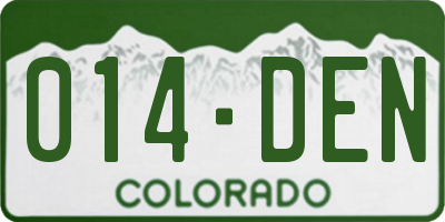 CO license plate 014DEN