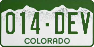 CO license plate 014DEV