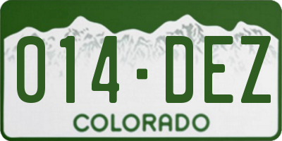 CO license plate 014DEZ