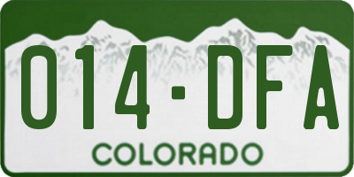CO license plate 014DFA