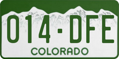 CO license plate 014DFE
