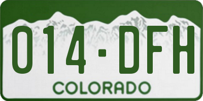 CO license plate 014DFH
