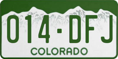 CO license plate 014DFJ