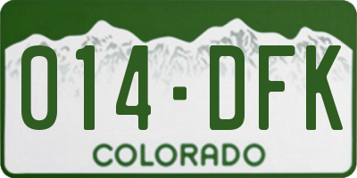 CO license plate 014DFK