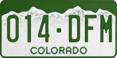 CO license plate 014DFM