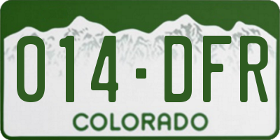 CO license plate 014DFR